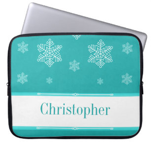 Let it Snow Electronics Sleeve, Aqua Laptop Sleeve