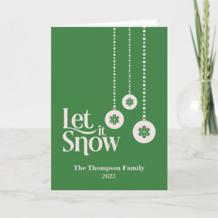 "Let it Snow" Elegant Mid Green Christmas Card
