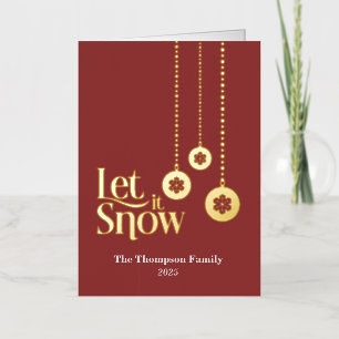 "Let it Snow" Elegant Red Folded Foil Holiday Card