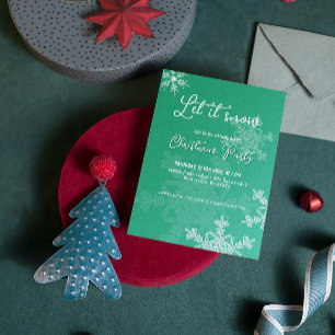Let it snow emerald snowflakes Christmas Party  Invitation