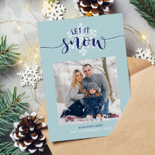 "Let It Snow" Festive Custom Photo Holiday Card
