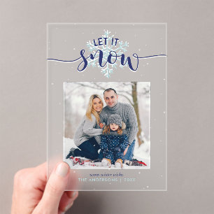 "Let It Snow" Festive Photo Holiday Acrylic Invitations