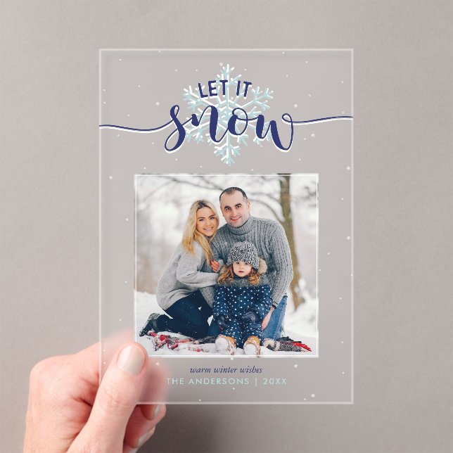 "Let It Snow" Festive Photo Holiday Acrylic Invitations (Insitu (Handheld))