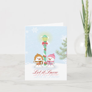 Let it snow festive snowmen Christmas holiday card