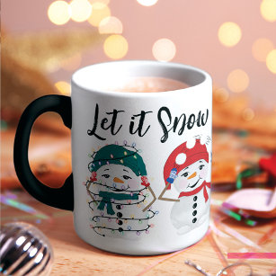 Let It Snow Festive Snowmen Watercolor Christmas Mug