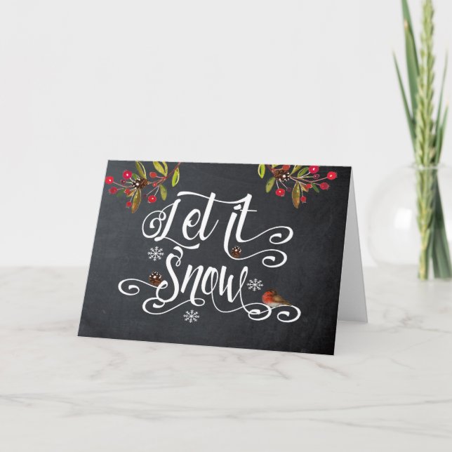 let it snow floral berries christmas card (Front)