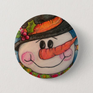 Let It Snow - Frosty Snowman 6 Cm Round Badge