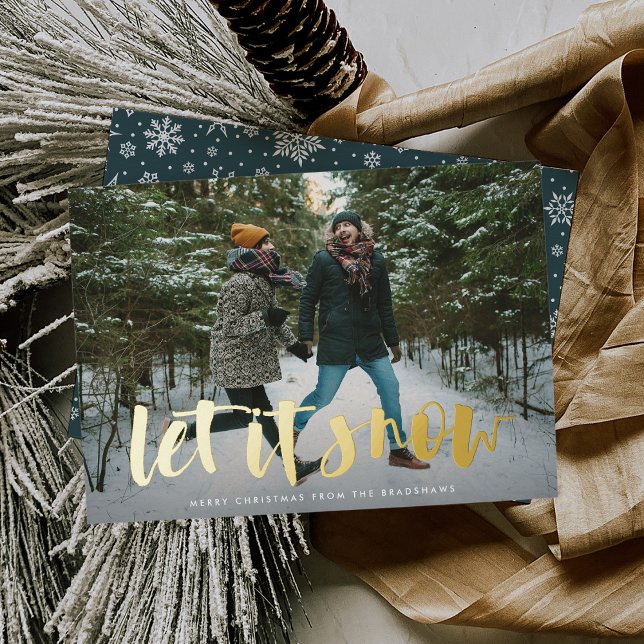 Let it Snow Full Photo Foil Holiday Card (Creator Uploaded)