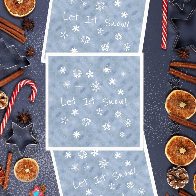 Let It Snow Fun Snowflakes Blue Winter Holiday Napkin (Creator Uploaded)