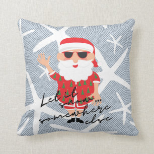 Let It Snow Funny Florida Christmas Santa Cushion