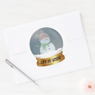 LET IT SNOW funny snowman in globe Classic Round Sticker