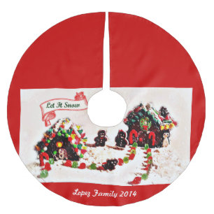 Let it Snow Gingerbread Family Holiday Tree Skirt