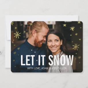 Let it Snow Gold Shine Holiday Photo Card