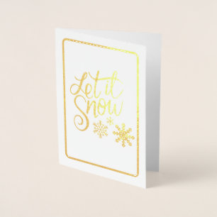 Let It Snow Gold Tone Foil Christmas Card