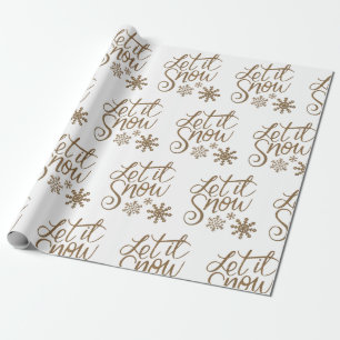 Let It Snow Gold Wrapping Paper