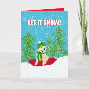 Let It Snow Golden Retriever Christmas Card