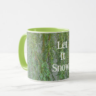 Let It Snow Green Cypress Tree Snowing Mug Cup