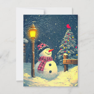 Let It Snow! Happy Christmas Snowman Postcard