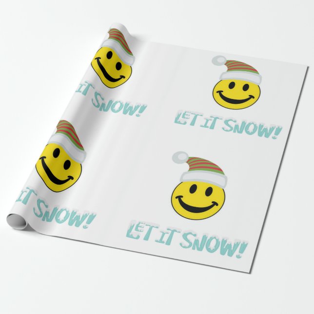 Let It Snow Happy Face Wrapping Paper (Unrolled)