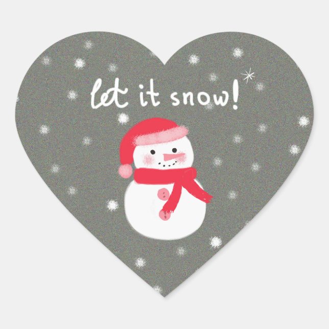 Let It Snow Heart Sticker (Front)