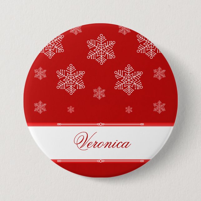 Let it Snow Holiday Button, Red 7.5 Cm Round Badge (Front)