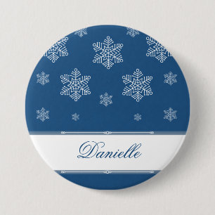 Let it Snow Holiday Button, Royal Blue 7.5 Cm Round Badge