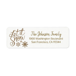 LET IT SNOW Holiday Christmas Gold Return Address