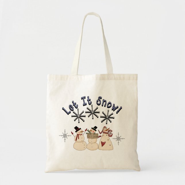 Let It Snow Holiday Gift Tote Bag (Front)