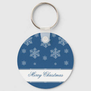 Let it Snow Holiday Keychain, Royal Blue Key Ring