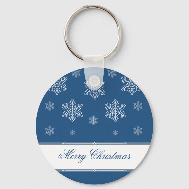 Let it Snow Holiday Keychain, Royal Blue Key Ring (Front)