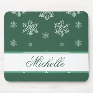 Let it Snow Holiday Mousepad, Green Mouse Mat