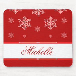Let it Snow Holiday Mousepad, Red Mouse Mat