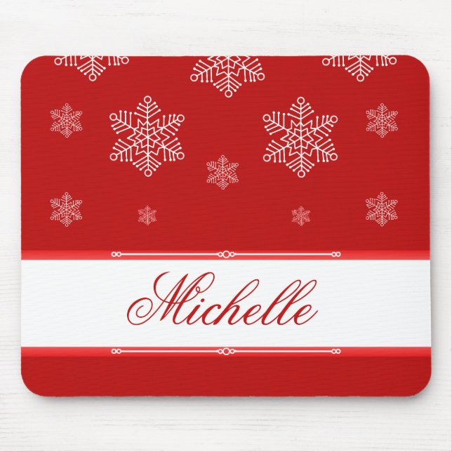 Let it Snow Holiday Mousepad, Red Mouse Mat (Front)