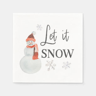 Let It Snow Holiday Party Snowman Napkin