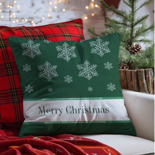 Let it Snow Holiday Pillow, Green Cushion