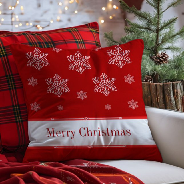 Let it Snow Holiday Pillow, Red Cushion (Red Let it Snow Holiday Throw Pillow)