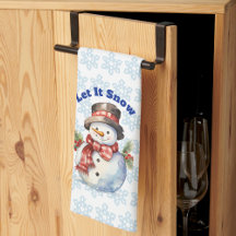 Let It Snow - Holiday Snowman Kitchen Towel
