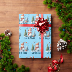 Let It Snow, Holiday Snowman Wrapping Paper