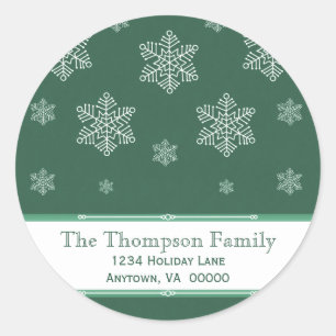 Let it Snow Holiday Stickers, Green Classic Round Sticker