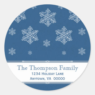 Let it Snow Holiday Stickers, Royal Blue Classic Round Sticker