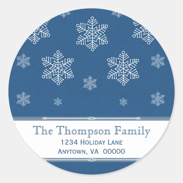 Let it Snow Holiday Stickers, Royal Blue Classic Round Sticker (Front)