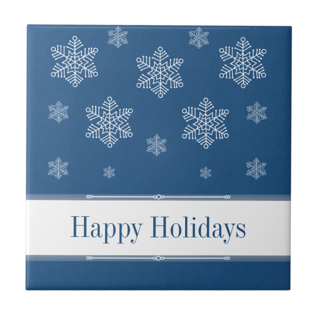 Let it Snow Holiday Tile, Blue Tile (Front)