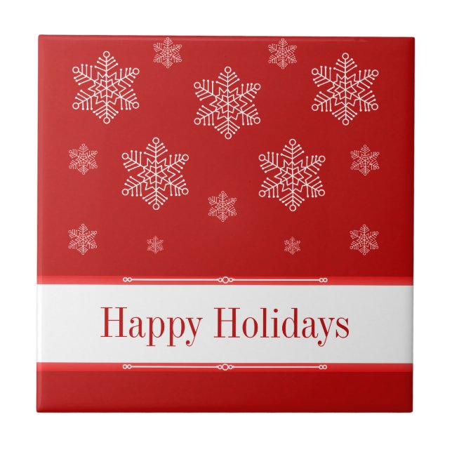 Let it Snow Holiday Tile, Red Tile (Front)
