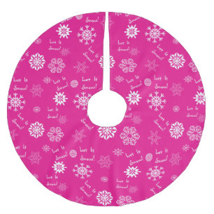 Let It Snow Hot Pink Brushed Polyester Tree Skirt