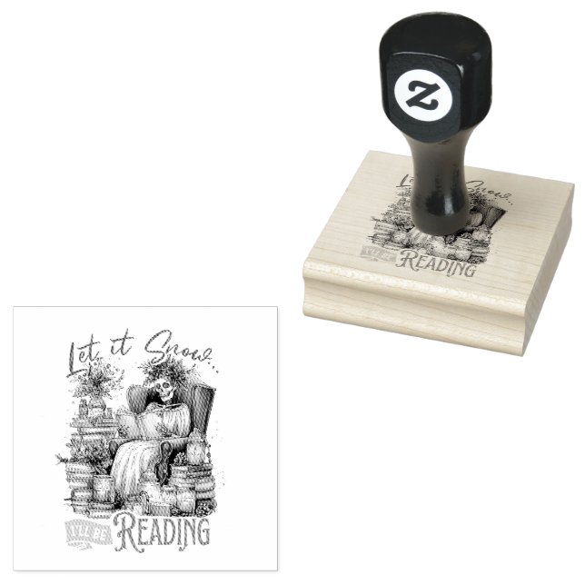 Let It Snow I'll Be Reading  Rubber Stamp (Stamped)