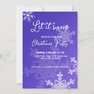 Let it snow indigo snowflakes Christmas Party Invitation