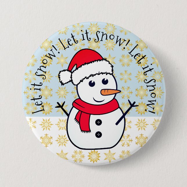 "Let it Snow" kawaii snowman 7.5 Cm Round Badge (Front)