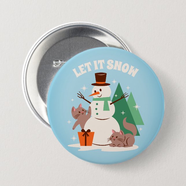 Let It Snow Kitty Cheer Button (Front & Back)