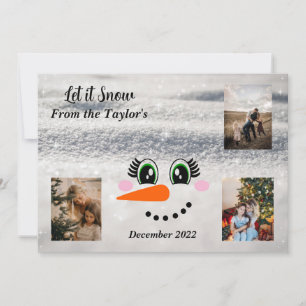 Let It Snow, Lady Snow Face Christmas Photo Card