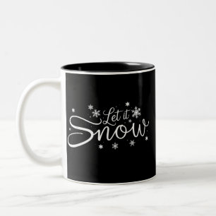 Let It Snow Lover Snowflake Holiday Merry Xmas  Two-Tone Coffee Mug